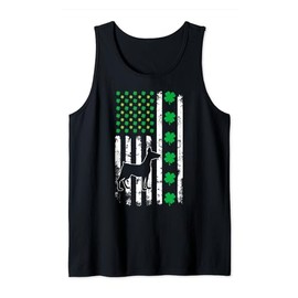 US American Flag Shamrocks Miniature Pinscher Lucky Clover Tank Top