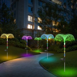 7 Color-Changing Solar Jellyfish Garden Lights 5 Constant Colors IP44 Waterproof Auto On/Off LED Waterfall Lamp for Patio YaColor: as pic Color