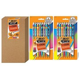 BIC Xtra-Strong Thick Lead Mechanical Pencil, With Colorful Barrel Thick Point (0.9mm), 48-Count Pack, Mechanical Pencils With Erasers