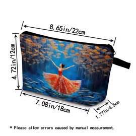 YULUENZE Red Lady In Sea Makeup Bag Cute Small Organizer Bag with Zipper Red Lady In Sea Cosmetic Bag Aesthetic Birthday Present for Women Sisters Friends -1