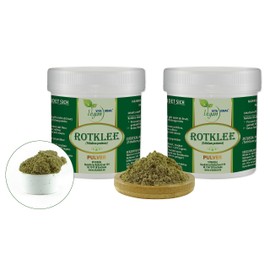 Vita Ideal Vegan® Red Clover - Flower Powder 2 x 300 g - Trifolium Pratense - Daily Serving 760 mg Red Clover Blossom Pure Powder Includes Measuring Spoon Original by Vitadeal