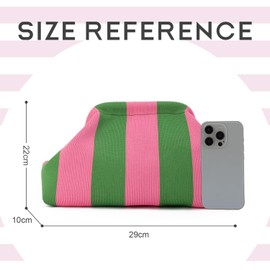 EVEOUT Dumpling Clutch for Women Woven Crochet Beach Holiday Handbag Stylish Striped Bag for Dinner Party, Green x pink, clutch