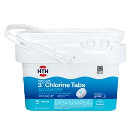 HTH 42052 Swimming Pool Care 3" Chlorine Tabs Advanced, Swimming Pool Chlorinating Sanitizer, 5lb