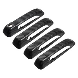 X AUTOHAUX 8pcs ABS Exterior Side Door Handle Cover Trim for Ram 1500 2500 3500 2010-2018 Black Carbon Fiber Pattern Outer Door Handle Cover Decoration