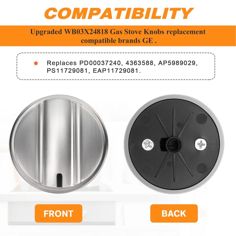DPHealth 5PCS Stainless Steel Control Knob Compatible with GE Gas
