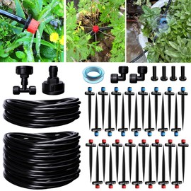 100FT Drip Irrigation System Kit, Quick Connector Garden Watering System Automatic Sprinkler, Upgrades Watering System for Garden Greenhouse Patio Lawn with 1/4'' Tubing, Drip Emitters, Connectors