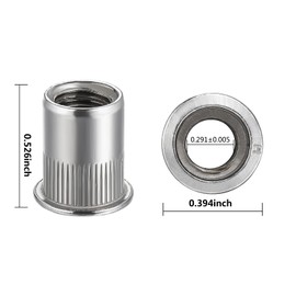Wensilon 20Pcs Rivet Nut M12 Metric Stainless Steel 304 Finish Flat Head Rivnut Threaded Insert Nut Knurled Body