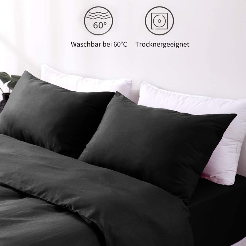 Hafaa Black Pillowcases 2 Pack Brushed Microfiber Plain Pillow Cases