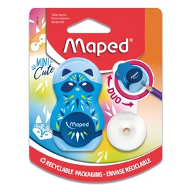 Maped - 2 en 1 gomasacapuntas LOOPY MINI CUTE, recargable, incluye 1 borrador de repuesto - Color aleatorio - Para lpices finos                       
