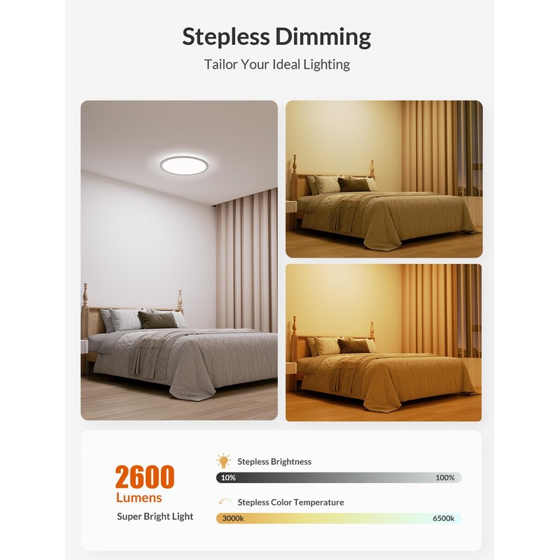 LEPOWER-TEC Ceiling Light, 12 Inch LED Flush Mount Ceiling Light