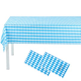 2 Stück Oktoberfest Tischdecke,Bayrische Deko Tischtuch,Blau Weiß Bayern Raute,137x274cmPEVA Einweg Tischdecke,Bierzeltgarnitur Bierfest Party,Biertisch Catering Haushalt,Deutsche Bierfeste Dekoration