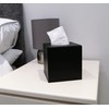 Black Faux Leather Cube Tissue Box Holder