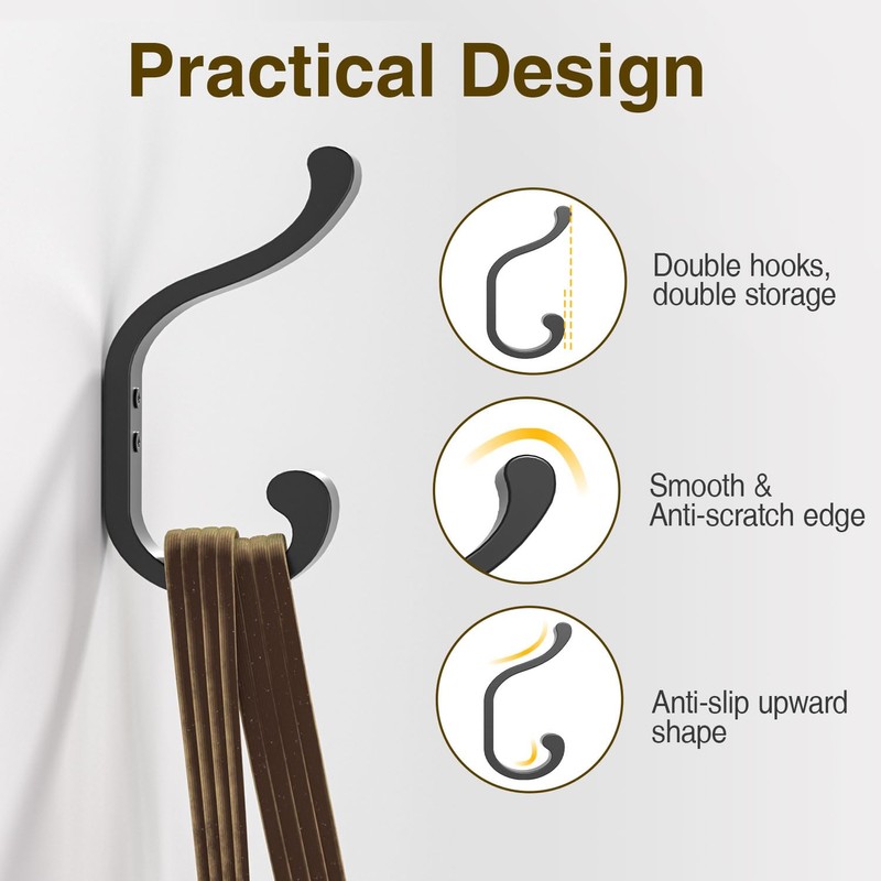 bussdis Coat Hooks Wall Mount for Hanging, Heavy Duty Backpack