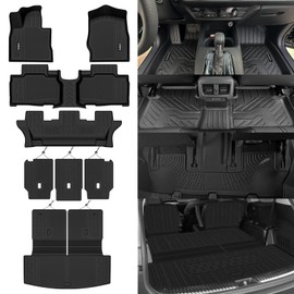 Naibeve Floor Mats for 2020-2025 Ford Explorer 7-Passenger- All Weather for Ford Explorer Floor Mats & Cargo Mat with Backrest Mats & Second Row Backrest Mats Protector Accessories