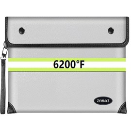 ZYMMYZ Upgraded Fireproof Document Bag with Waterproof Zipper,9 Layers of Heat Insulated Materials,6200°F Fireproof Money Bag for Cash,Valuables and Important Documents