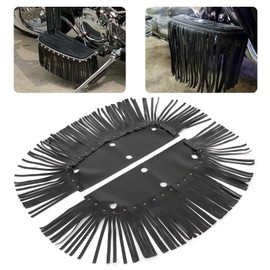 Motorcycle Floorboard Fringe, Pack of 2 Motorcycle Retro Foot Pedal Saddlebag Craft Fringe PU Leather Cover Universal Foot Pedal Tassel for Home Motorcycle Repair Shop, Black