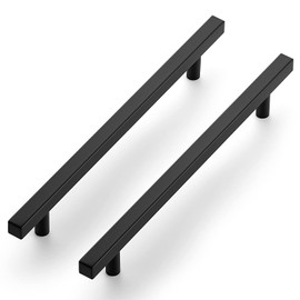 Ravinte Black Cabinet Handles 5 Pack 7-1/2 inch Matte Black Square Cabinet Pulls Black Kitchen Hardware 10 inch Overall Length Black Kitchen Drawer Pulls