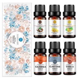 RAINBOW ABBY 6-Pack Orangic 100% Pure Essential Oil Set (Vanilla, Coconut, Mango, Pineapple, Clary Sage, Calendula) 6x10ML