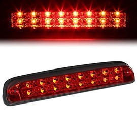 Auto Dynasty Dual Row LED Center High Mount Stop Lamp Third Brake Cargo Light For F250 F350 Super Duty 99-16 | Ranger 93-11 | Explorer Sport Trac 01-05 | B-Series 94-10, Chrome Housing, Red Lens