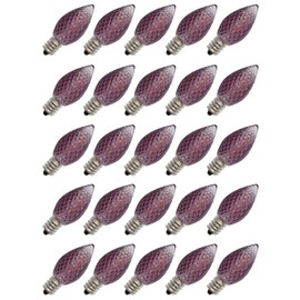 25 Pack C7 Faceted LED Purple Replacement Light Bulbs for Christmas Light Strings, 0.7W LED Vintage Light Bulbs for C7 Outdoor String Lights, Candle Lamps, Night Lights, E12 Candelabra Base