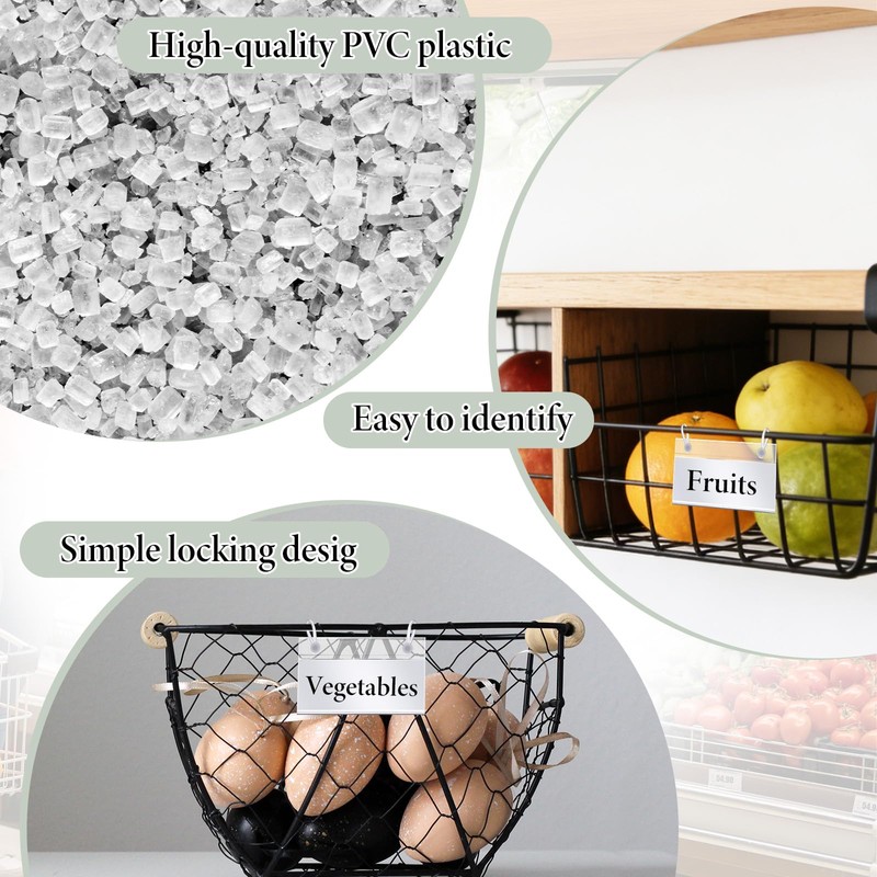 20Pcs Plastic Wire Shelf Label Holder Clip On Wire Basket