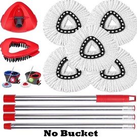 Spin Mop Replacements Head Compatible with Ocedar EasyWring 1-Tank System,Microfiber Spin Mop Refills Head, 1 Mop Scrub Brush + 1 Mop Base Set + 5 Mop Heads Cleaning Floor Mop Head:_2pcs Scrub Brushes+ 3 Mop Heads