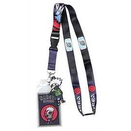Naruto Shippuden Anime Kakashi Character ID Badge Holder Lanyard w/Kakashi Rubber Pendant and Collectible Sticker