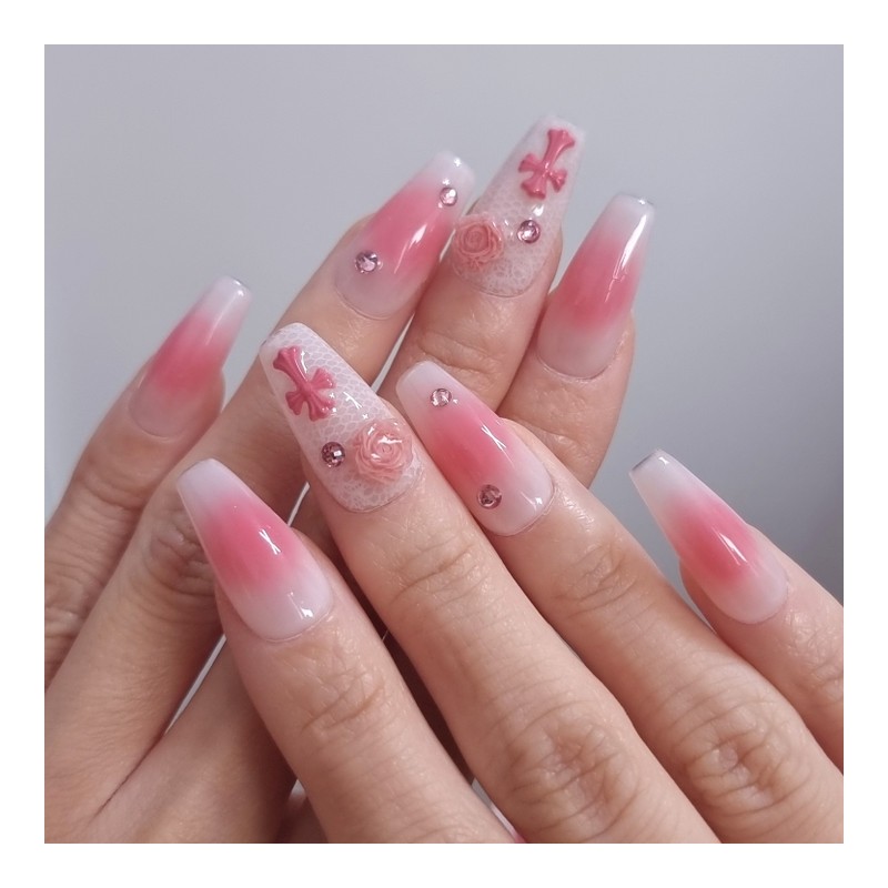 Rose Chrome Handmade Nail Tips - Points / 로즈크롬 수제네일팁
