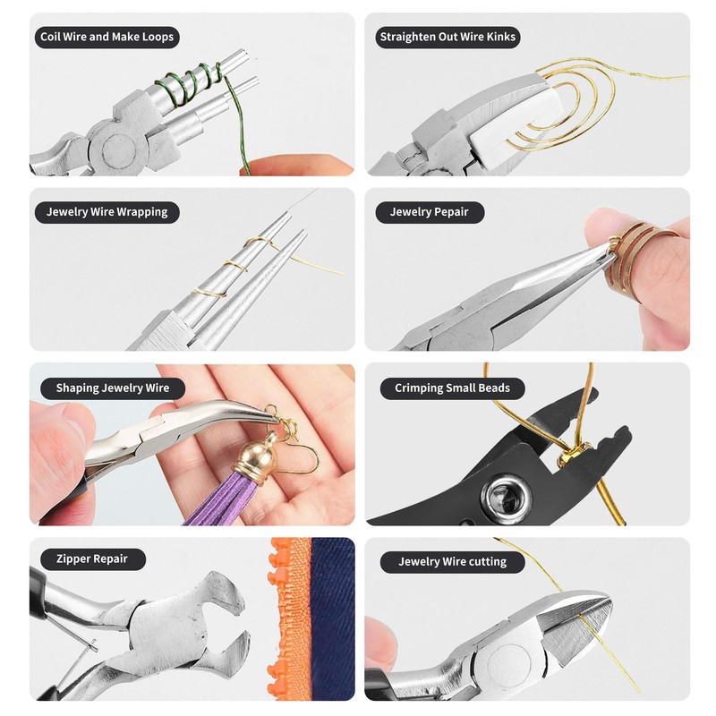 YEUIKERR 8 Pcs Professional Jewelry Making Tools Kit, Micro Jewelry