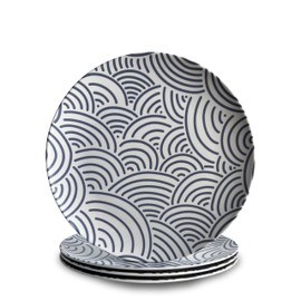 Nook Theory 4-Pack Bamboo Fiber Dinner Plates - Alternative for Plastic Plates, Toddler & Kids Plates, Dishwasher Safe, Food-Grade Bamboo Plates Reusable - Lightweight Dinner Plates (Coast 8")