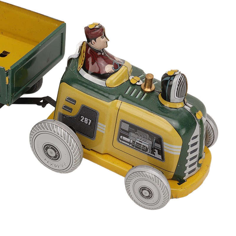 Wind Up Metal Walking Toy Tinplate Tractor Nostalgic Handmade Delicate