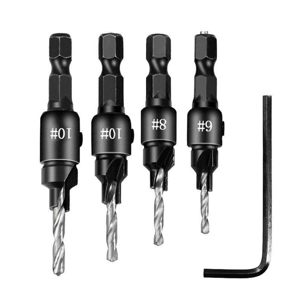 4PCS Screw Countersink Bit Set Pilot Holre Drill Metal Plastic