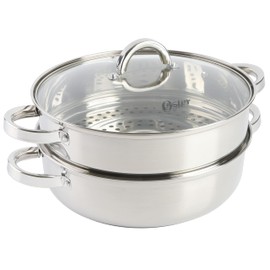 Oster Sangerfield 11-Inch Stainless Steel Everyday Cookware Pan with Steamer and Lid – Durable Nonstick Frying Skillet for Kitchen Cooking