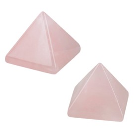 Rockcloud Healing Crystal Rose Quartz Pyramid Metaphysical Natural Gemstone Figurine(Pack of 2)
