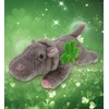 DolliBu Wild Collection Hippo Stuffed Animal with Green Plush Shamrock,
