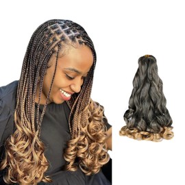 Viovian Short French Curl Braiding Hair 12 Inch 6 Pack Ombre Brown French Curls Bouncy Loose Wavy Spanish Curly Braiding Hair Synthetic French Curl Braids T27(50g/pack)