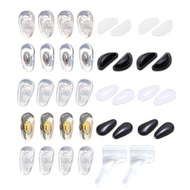 EYEGLASSTOR 18 Pairs Non Slip Nose Pads Grip Upgraded Soft Silicone Sticky Adhesive Glasses Anti-Slip Plastic and Screw-in Eyeglasses Sunglasses Repair Kit with Cushion While and Black