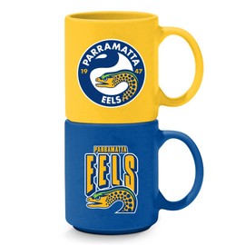 NRL Parramatta Eels Set of 2 Stackable Mugs, Blue Gold