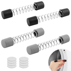 4 Pack Front Load Washer Door Prop, Magnetic Door Holder with Flexible Spring & Adhesive Metal Discs, Keep Front Loader Door Open and Prevent Odors