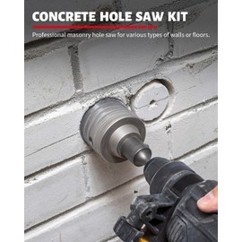 DAYDOOR Concrete Hole Saw Kit, 6PCS Drill Hole Cutter Set with 40/65/80/100/125mm Hole Drill Bits, Masonry Hole Saw Kit for Concrete Brick Cement Stone Wall Drilling
