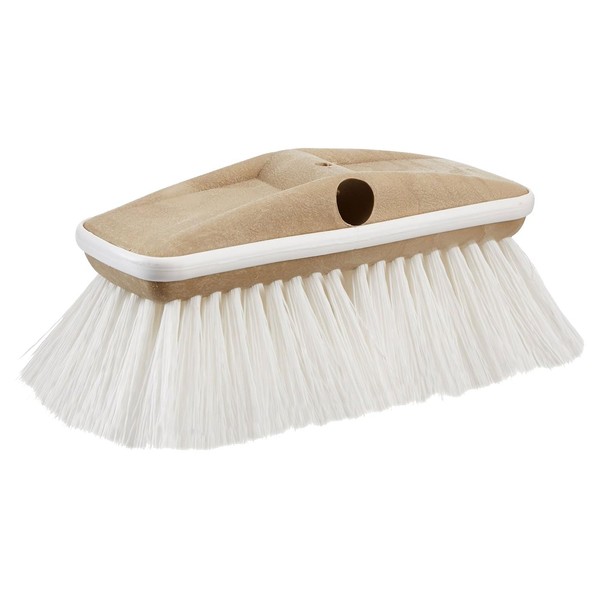 STAR BRITE Deluxe Stiff Heavy Duty 8" Brush Head W/Bumper - Dual Connections Fit Either Standard 3/4" Threaded Poles or Extend-A-Brush Handles, (White) Stiff (040163)