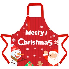 Fiodrimy Aprons for Kids, Kids Art Apron Girls Boys Painting Apron with Pockets Adjustable for Cooking Baking Kitchen (6-12 Years, Merry Christmas)
