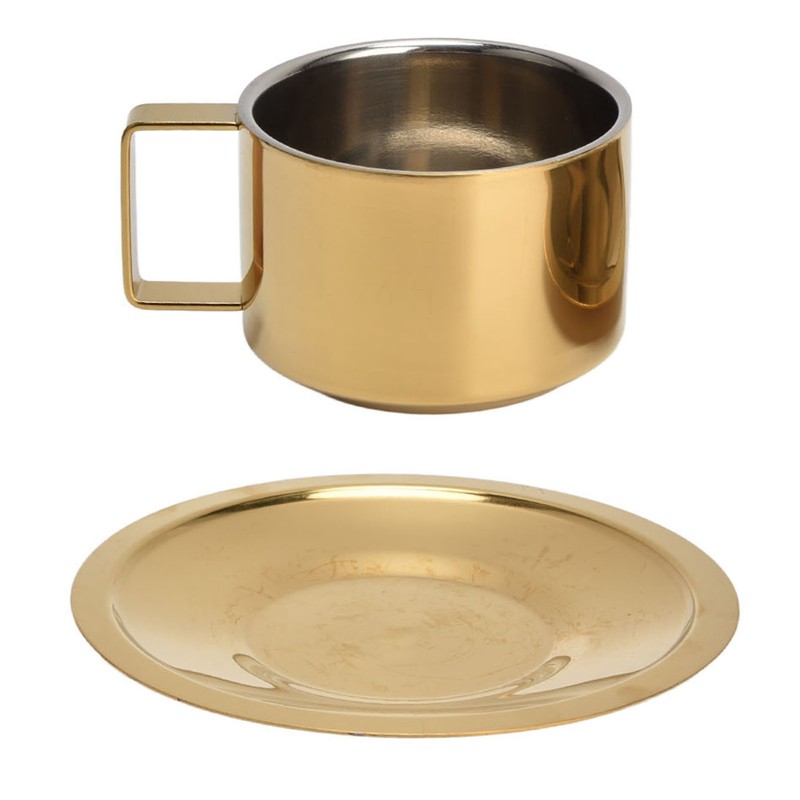 Coffee Cup Gold Fashionable Design Wearable Convenient Practical Stainless Steel