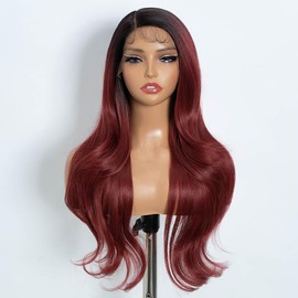 Rebecca Q Long Wavy Wigs for Women Side Part Lace Front Wig Layered wig with Baby Hair Long Red Synthetic Wigs For Daily Cosplay Party 28 inches