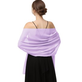 Baoqiya Women's Shawls and Wraps for Evening Dress Chiffon Shawl Soft Elegant Silky Pashmina Wedding Bridal Scarf(Lavende, 79"×29")