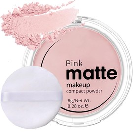 Translucent Matte Face Powder for Oil Control and Long-Lasting Beauty - Includes Powder Puff - Waterproof and Lightweight Formula - Pink