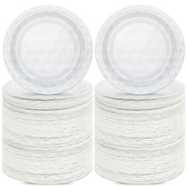 OBUSATT 200Pcs Golf Party Decorations Golf Plates 7inch Disposable Golf Birthday Dinner Paper Plates Food Trays Party Tableware Set for Sport Gamed Day Event Party Supplies Favors