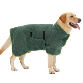 HezzLuv Super Absorbent Dog Bathrobe, Microfiber Dog Drying Coat for Small, Medium & Large Dogs, Quick Drying, Warm Keeping Bath Robe Towel for After Bath Supplies