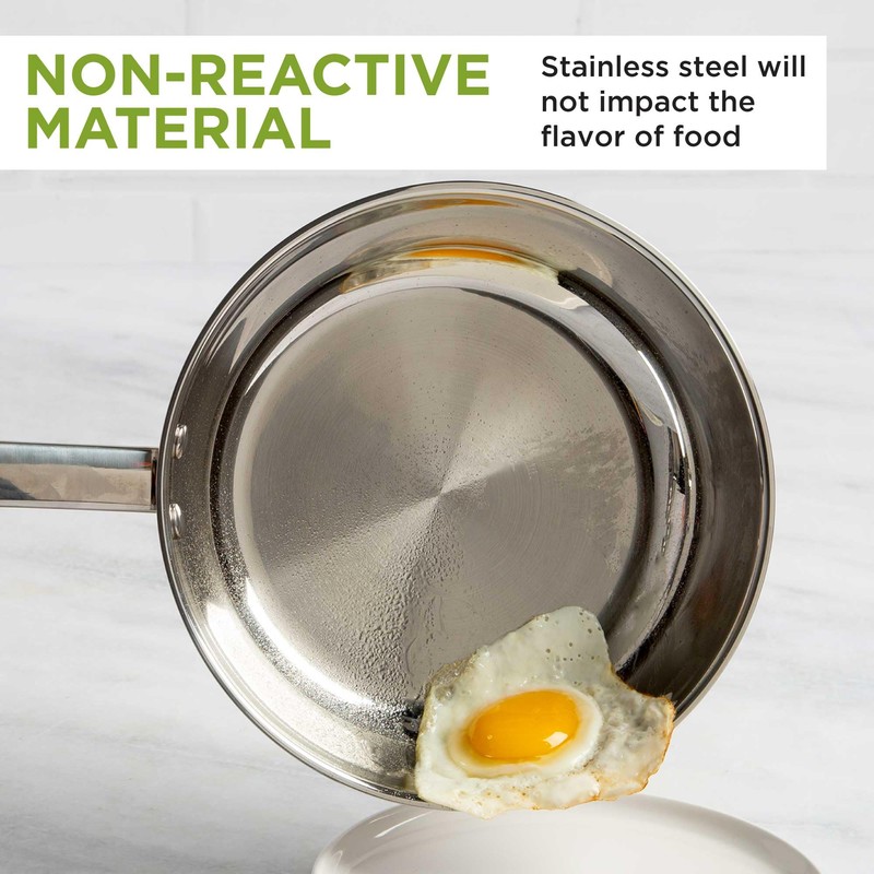 Ecolution Classic Stainless Steel Fry Pan, Professional Quality Sauté, Encapsulated