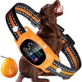 My Pet Command 2-1 Dog Bark Collar with 300Ft Fob Remote Tag. Smart AI Anti Barking Training Collar Rechargeable 5 Sensitivity Levels, Beep Vibration, Shock (Optional). L,M,S Dogs Waterproof